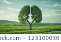 Tree Shaped Like Lungs on Green Background 123100030