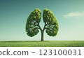 Tree Shaped Like Lungs on Green Background 123100031