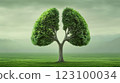 Tree Shaped Like Lungs on Green Background 123100034