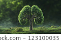 Tree Shaped Like Lungs on Green Background 123100035