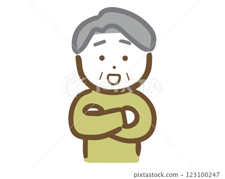交叉雙臂微笑的老人 123100247
