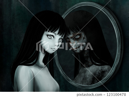 鏡子裡的恐怖臉 123100478