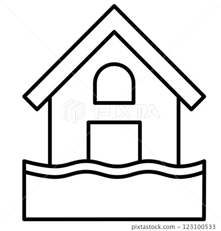 Illustration of a house suffering from flood damage Illustration of a house suffering from flood damage 123100533