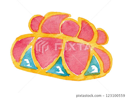 沖繩花帽手繪水彩插畫 123100559