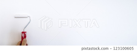 White paint roller wall banner background 123100605