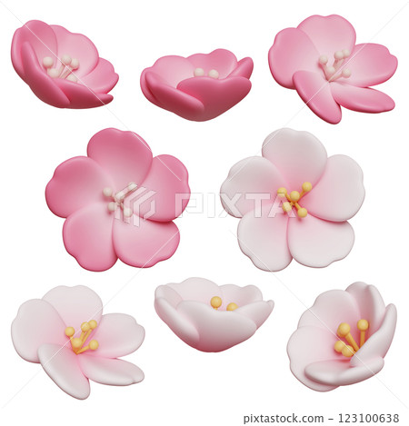 white pink color cherry blossoms 3D graphic 123100638