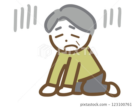 Senior man with hands on the floor (whole body) 123100761