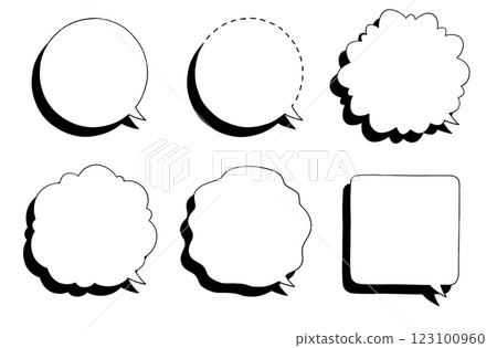 Hand-drawn manga-style speech bubble: perfect circle, landscape, with shadows, transparent 123100960