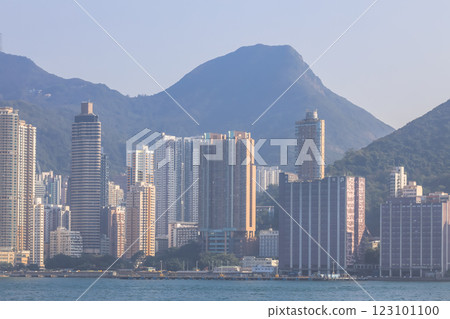 Dec 28 2024 Modern City Skyline with Skyscrapers and Waterfront View. HK 123101100