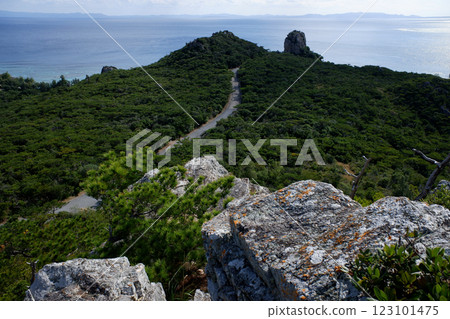 View of Ahara Utaki from Wind Rock, Izena Island, Okinawa Prefecture 123101475