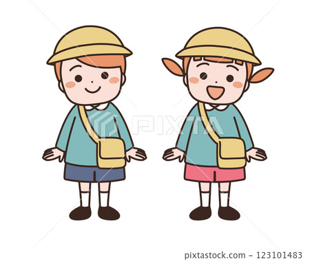 Male and female children of kindergarten Male and female children of kindergarten 123101483