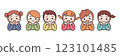 Children sticking to the cheeks 123101485