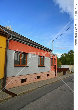 Traditional family house in a village or suburb in the Czech Republic - Europe. 123101497