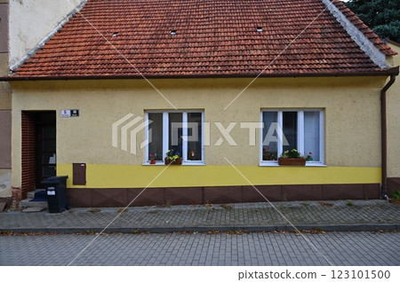 Traditional family house in a village or suburb in the Czech Republic - Europe. 123101500