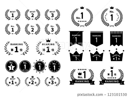 排名圖示插圖素材集 月桂冠 01 黑色單色 123101530