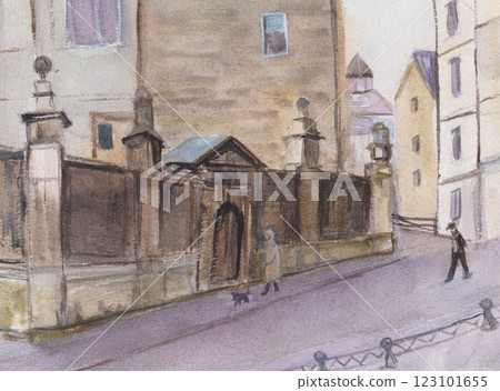 A street in an old English town 123101655
