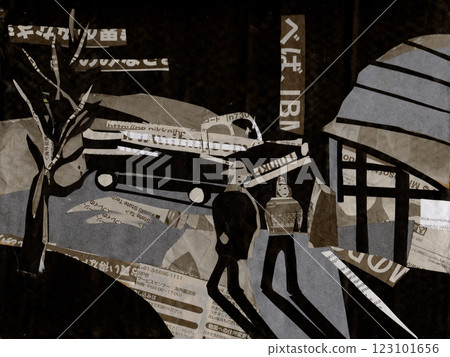 night landscape with car and cafe 123101656
