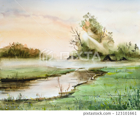 Stream before sunset Stream before sunset 123101661