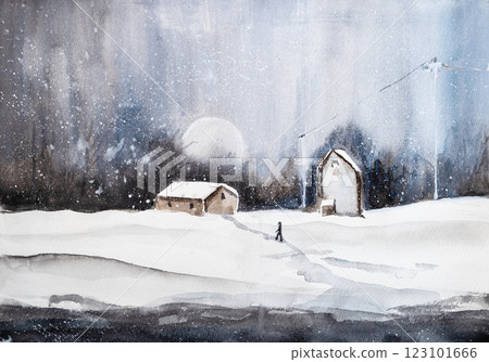 Moonlit winter evening 123101666