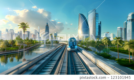 Sustainable High-Speed Transit Systems A futuristic 123101945