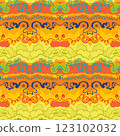 hand drawn doodle seamless pattern, summer colored 123102032