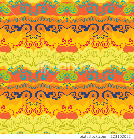 hand drawn doodle seamless pattern, summer colored hand drawn doodle seamless pattern, summer colored 123102032