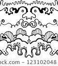 ethnic border set, seamless pattern, black and white 123102048