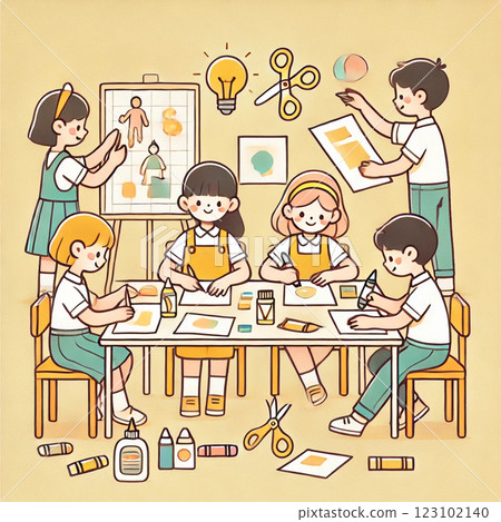 學生們正在從事該專案的插圖 123102140