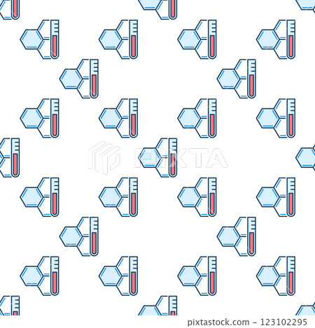 Chemical Hexagonal Formula and Test-Tube vector Chemistry colored seamless pattern 123102295