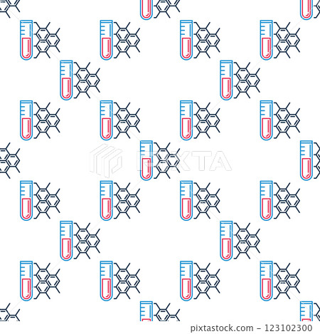 Chemical Formula and Test Tube vector Chemistry linear minimal seamless pattern 123102300