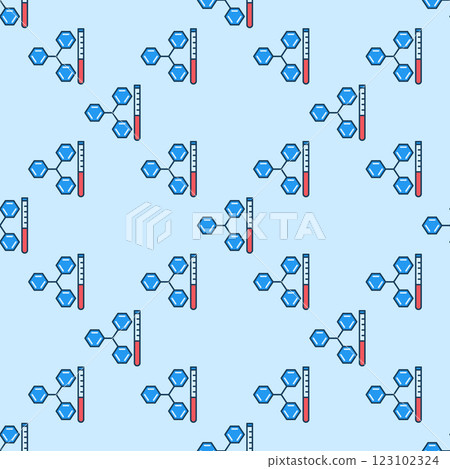 Test Tube and Molecule vector Chemical Formula colored seamless pattern 123102324
