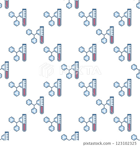 Test Tube and Chemical Formula vector Education colored seamless pattern Test Tube and Chemical Formula vector Education colored seamless pattern 123102325