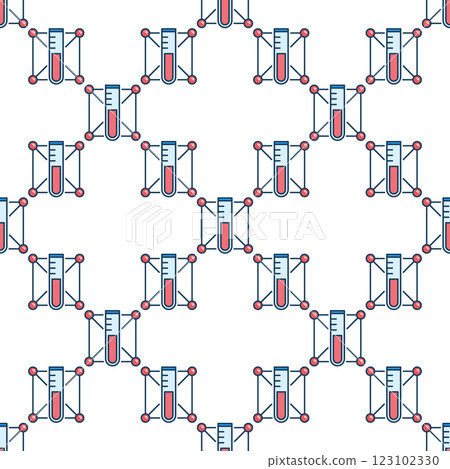 Test Tube with Chemistry Molecule Chemical colored vector seamless pattern 123102330