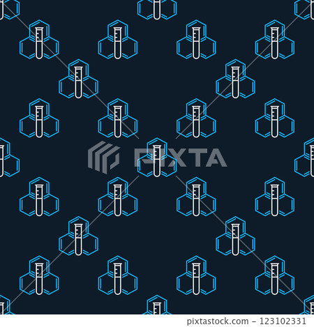 Test Tube with Molecule vector Chemistry Hexagonal Formula concept outline seamless pattern 123102331