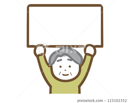 Senior man presenting on a white panel Senior man presenting on a white panel 123102352