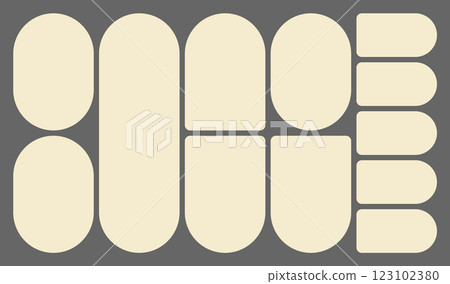 Dimensions 16x9 trendy bento grid layout style brick Ui UX templates. Web comic grids, rounded corners. Different panel layouts with y2k and brutal shapes tiles of different sizes Vector illustration 123102380