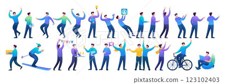 Set of fun teen men with different poses for use in vector illustrations 123102403