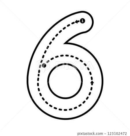 Tracing number 6 prewriting dotted line math worksheet element for kindergarten and preschool kids for handwriting practice activity Tracing number 6 prewriting dotted line math worksheet element for kindergarten and preschool kids for handwriting practice activity 123102472