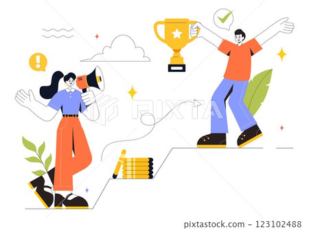 Motivation Vector Illustration featuring a Fast Business Startup, Creative Marketing, and Innovation for Achieving Success and Hitting the Target Motivation Vector Illustration featuring a Fast Business Startup, Creative Marketing, and Innovation for Achieving Success and Hitting the Target 123102488