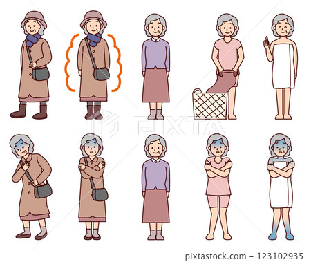 老年女性冬季體溫調節 老年女性冬季體溫調節 123102935