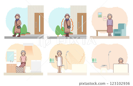 老年女性:如何調理身體,預防熱休克 老年女性:如何調理身體,預防熱休克 123102936