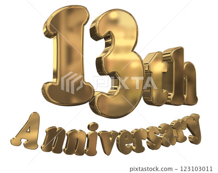 3DCG letters "13th Anniversary/13th Anniversary mark glitter" Gold, Gold 3DCG letters "13th Anniversary/13th Anniversary mark glitter" Gold, Gold 123103011