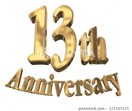 3DCG letters "13th Anniversary/13th Anniversary mark glitter" Gold, Gold 123103125