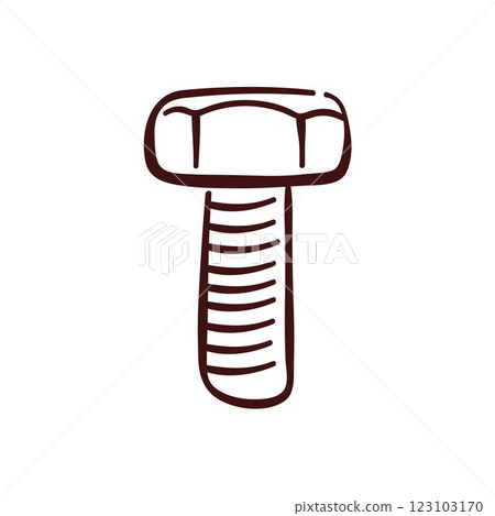 Hex Bolt in line art style isolated on a white background. Hex Bolt in line art style isolated on a white background. 123103170