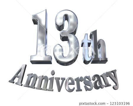 3DCG 字母“13 週年/13 週年紀念閃光”銀色,銀色 3DCG 字母“13 週年/13 週年紀念閃光”銀色,銀色 123103196