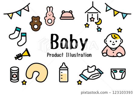 Cute baby goods illustration set 123103393