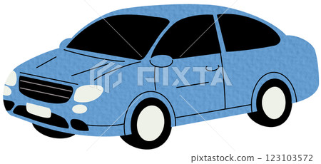 Passenger car, road vehicle. Auto motor engine wheeled transport. Abstract 2-door compact automobile model. Flat vector illustration on white background. 123103572
