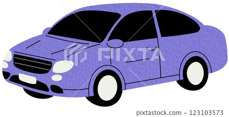 Passenger car, road vehicle. Auto motor engine wheeled transport. Abstract 2-door compact automobile model. Flat vector illustration on white background. 123103573