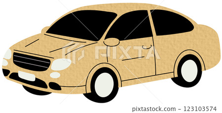 Passenger car, road vehicle. Auto motor engine wheeled transport. Abstract 2-door compact automobile model. Flat vector illustration on white background. 123103574
