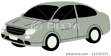 Passenger car, road vehicle. Auto motor engine wheeled transport. Abstract 2-door compact automobile model. Flat vector illustration on white background. 123103575
